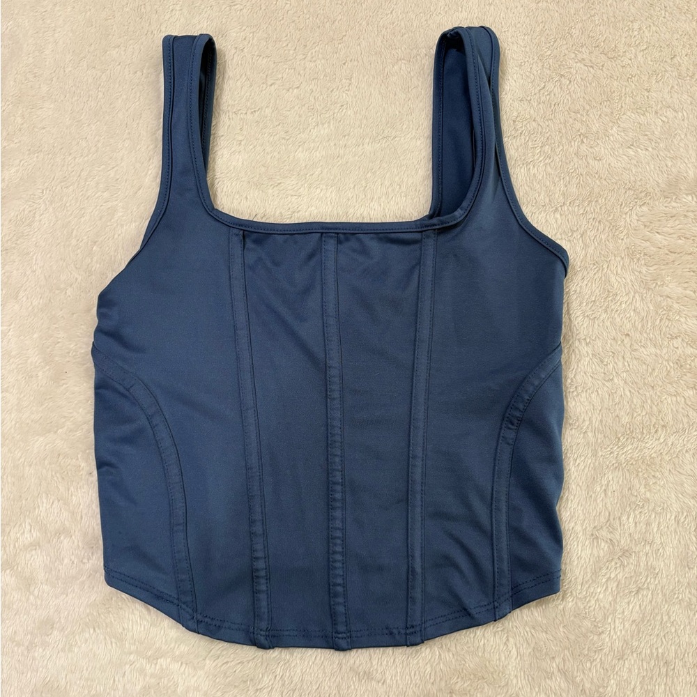 21 Saints Blue Square Summer Night Out Neck Corset Crop Top